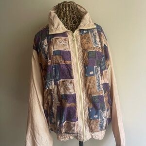 100% SILK Jacket with Purple and Tan Accents